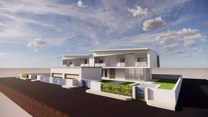 Twin Modern houses - Proejct n 3 Low-poly 3D model