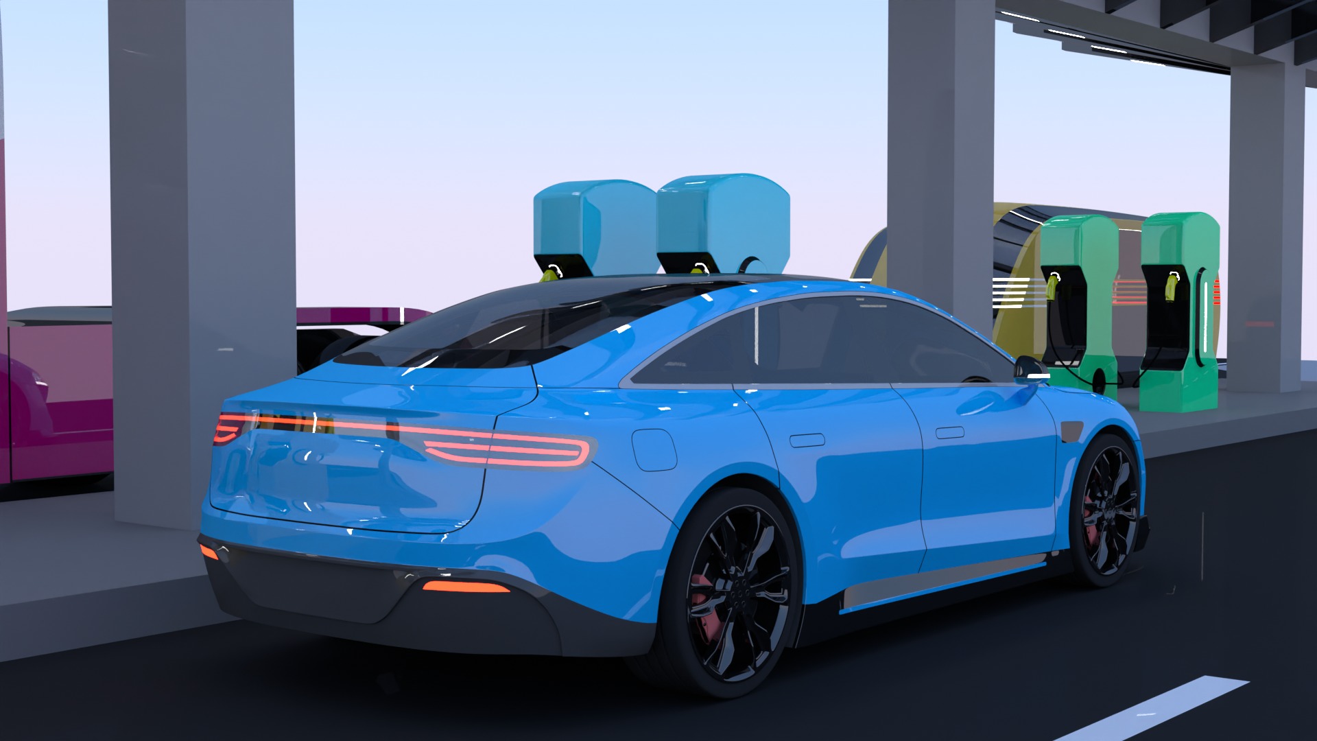 EV charging station IX 3D model_10