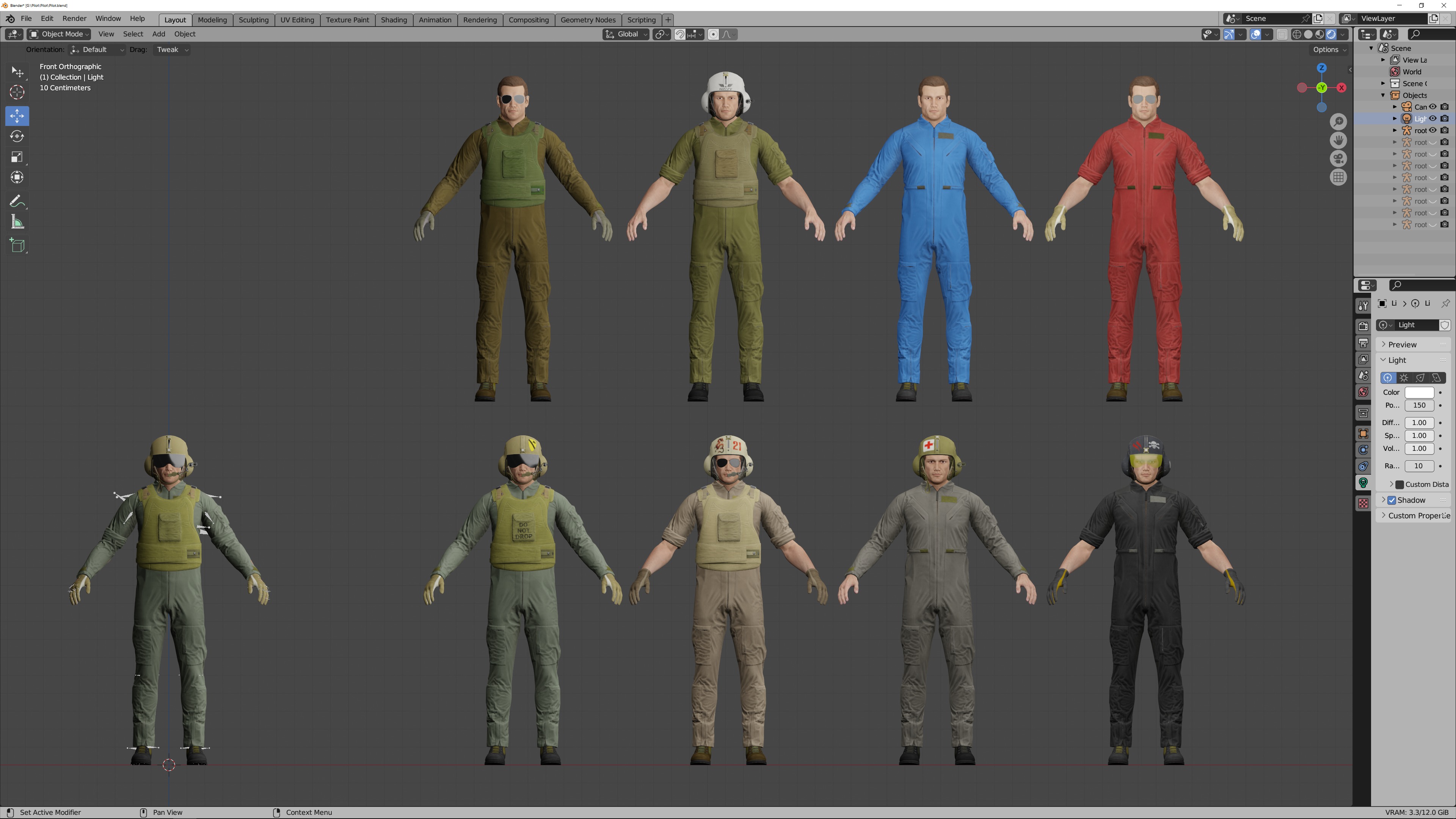 Pilot Low-poly 3D model_8