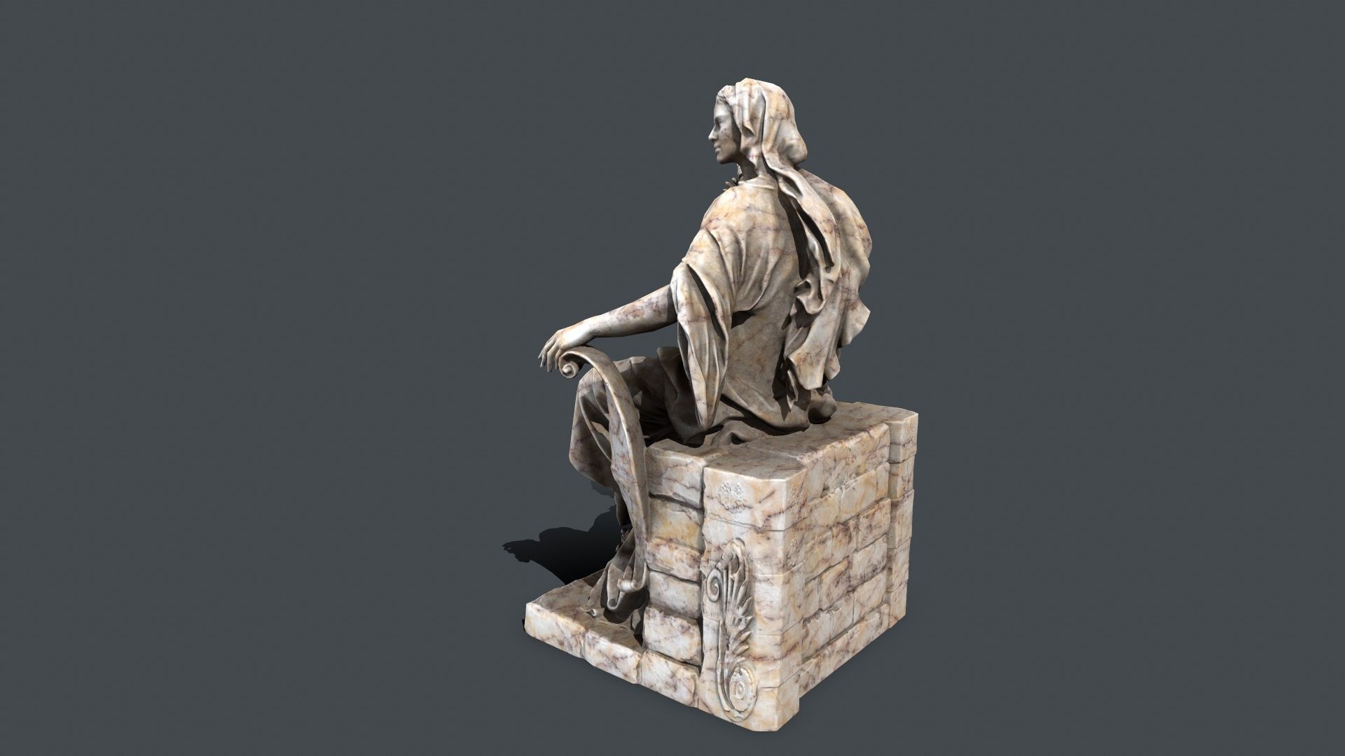 woman Statue Low-poly 3D model_5