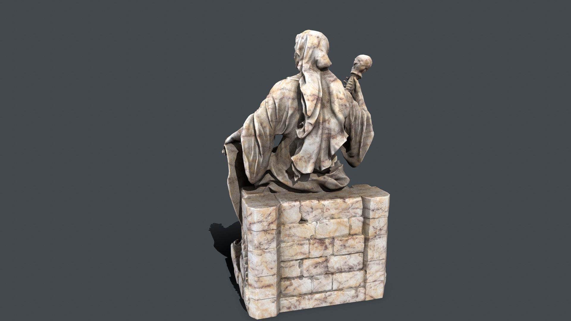 woman Statue Low-poly 3D model_6