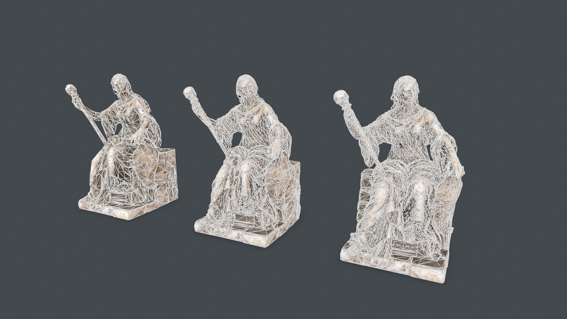 woman Statue Low-poly 3D model_13