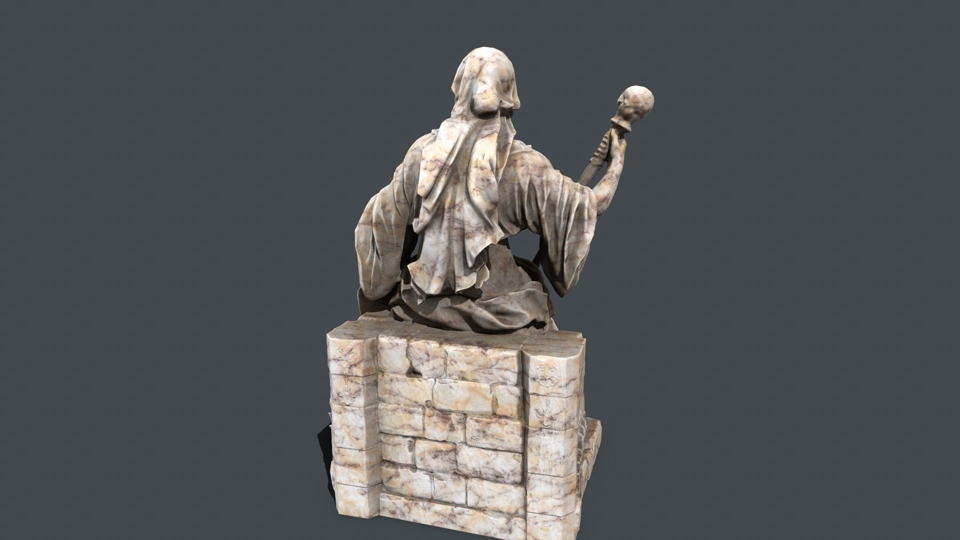 woman Statue Low-poly 3D model_7