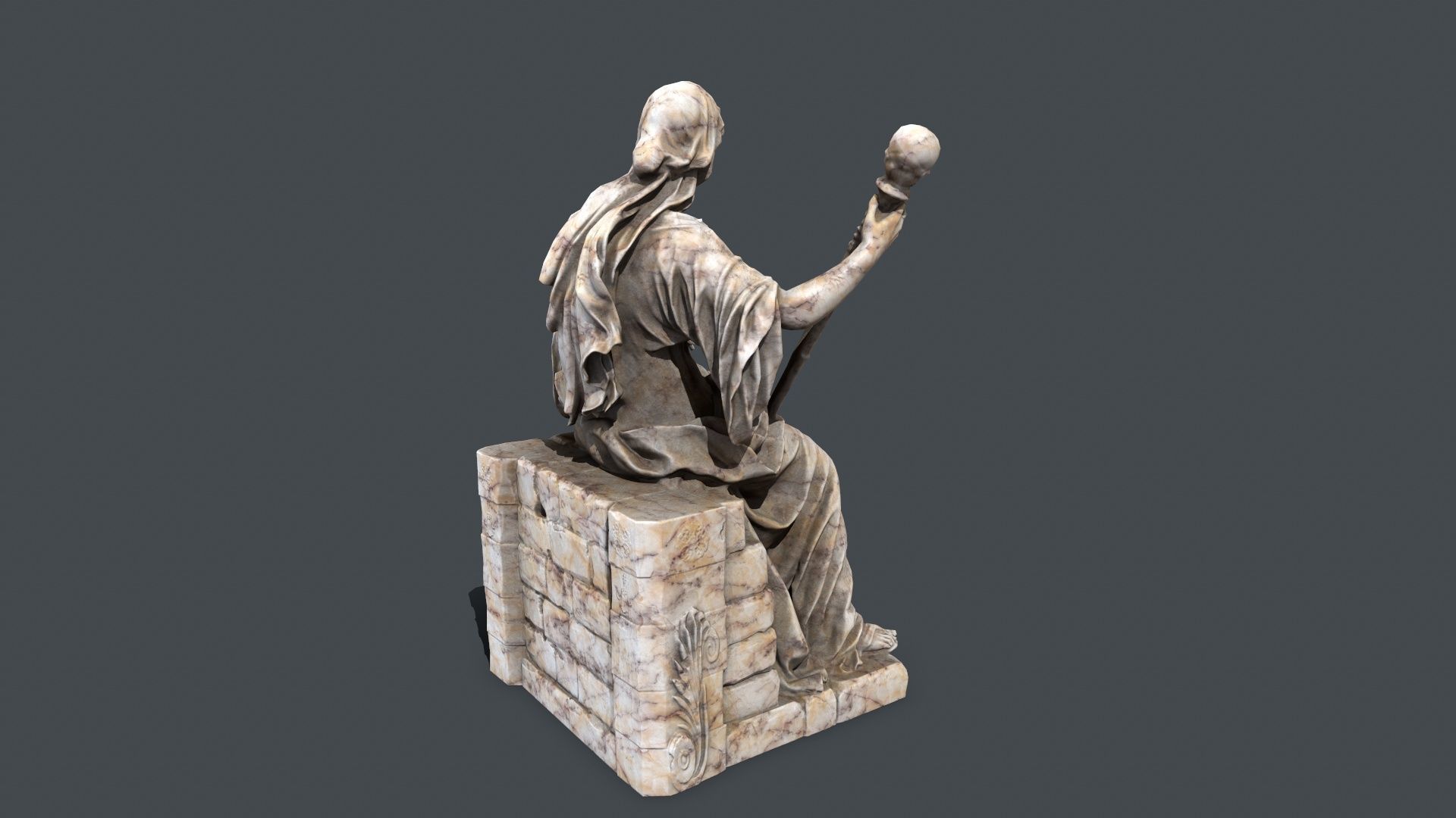 woman Statue Low-poly 3D model_8