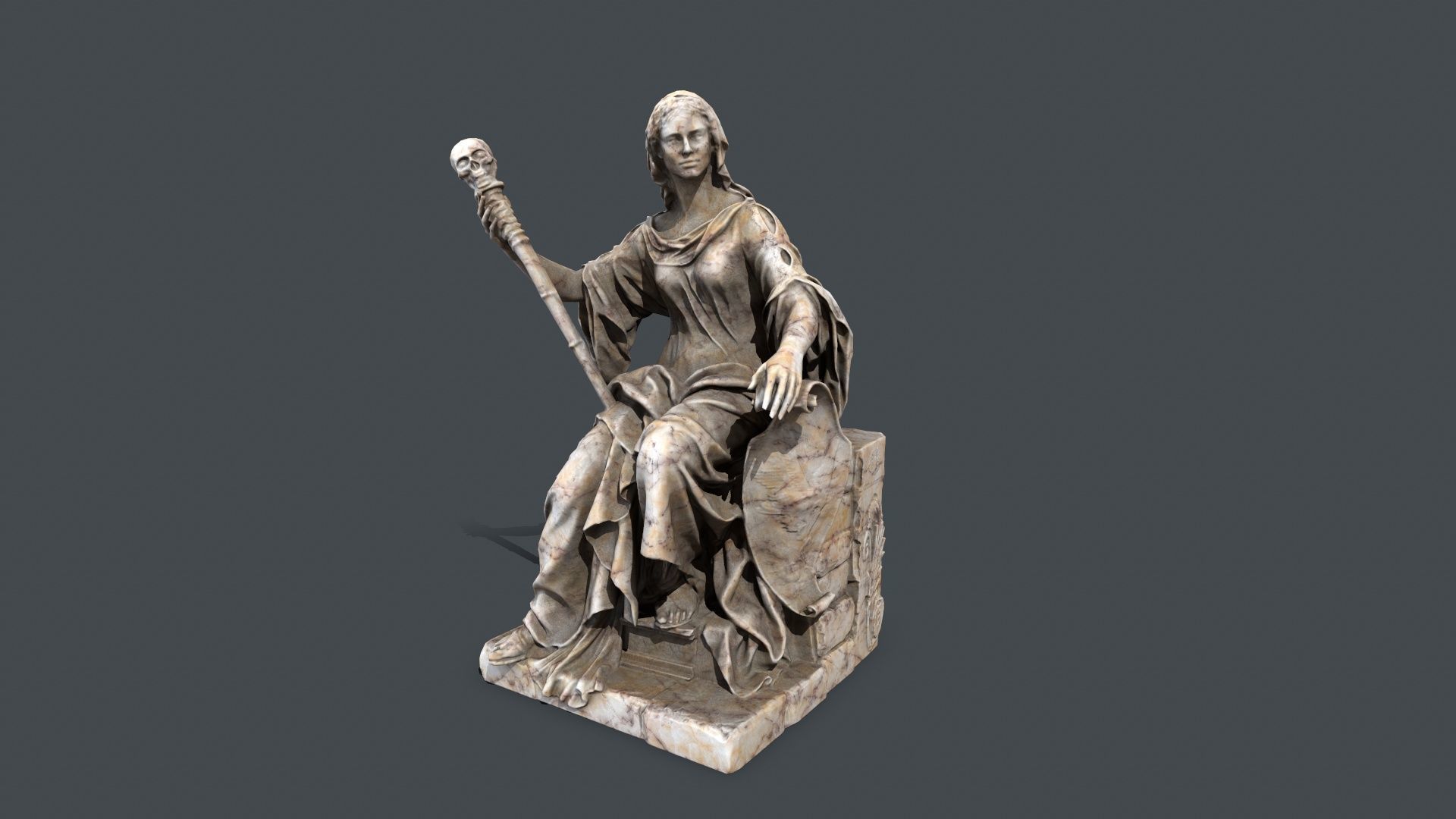 woman Statue Low-poly 3D model_2