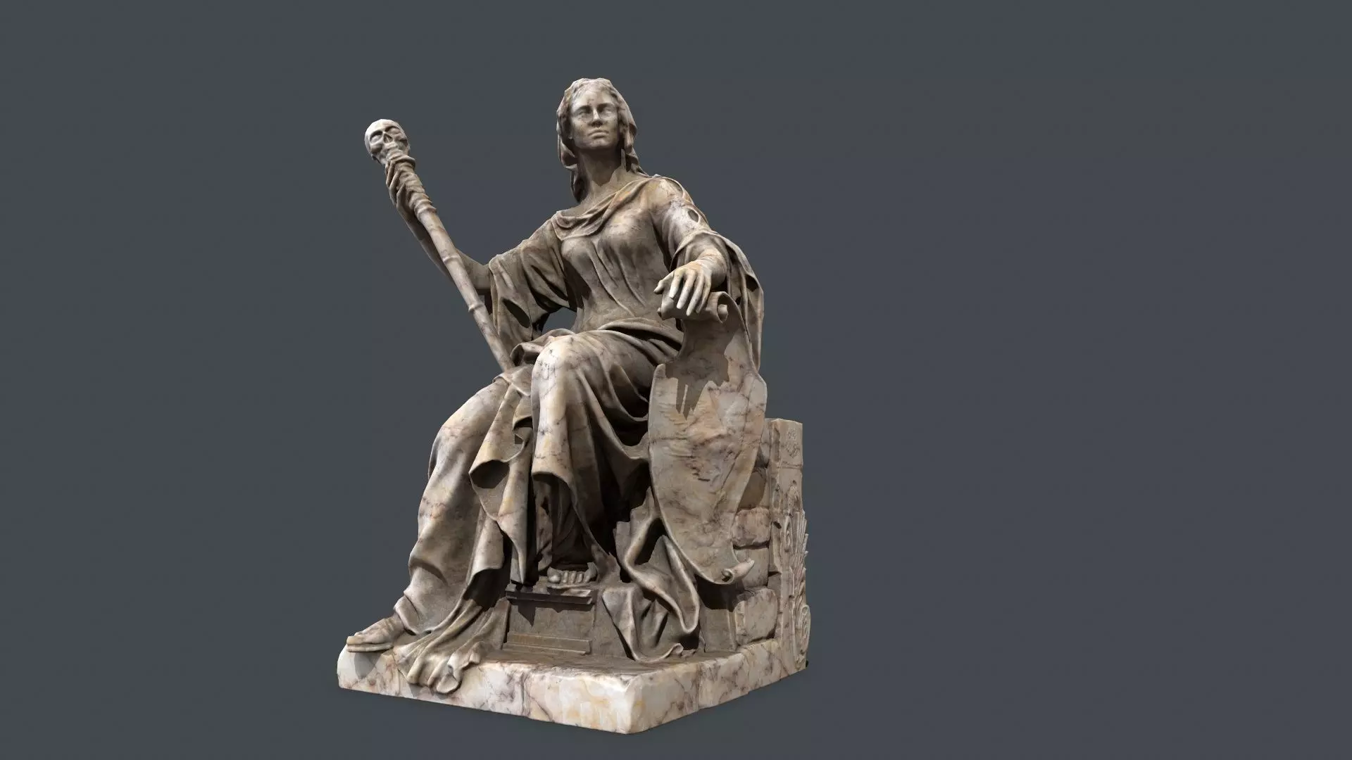 woman Statue Low-poly 3D model_0