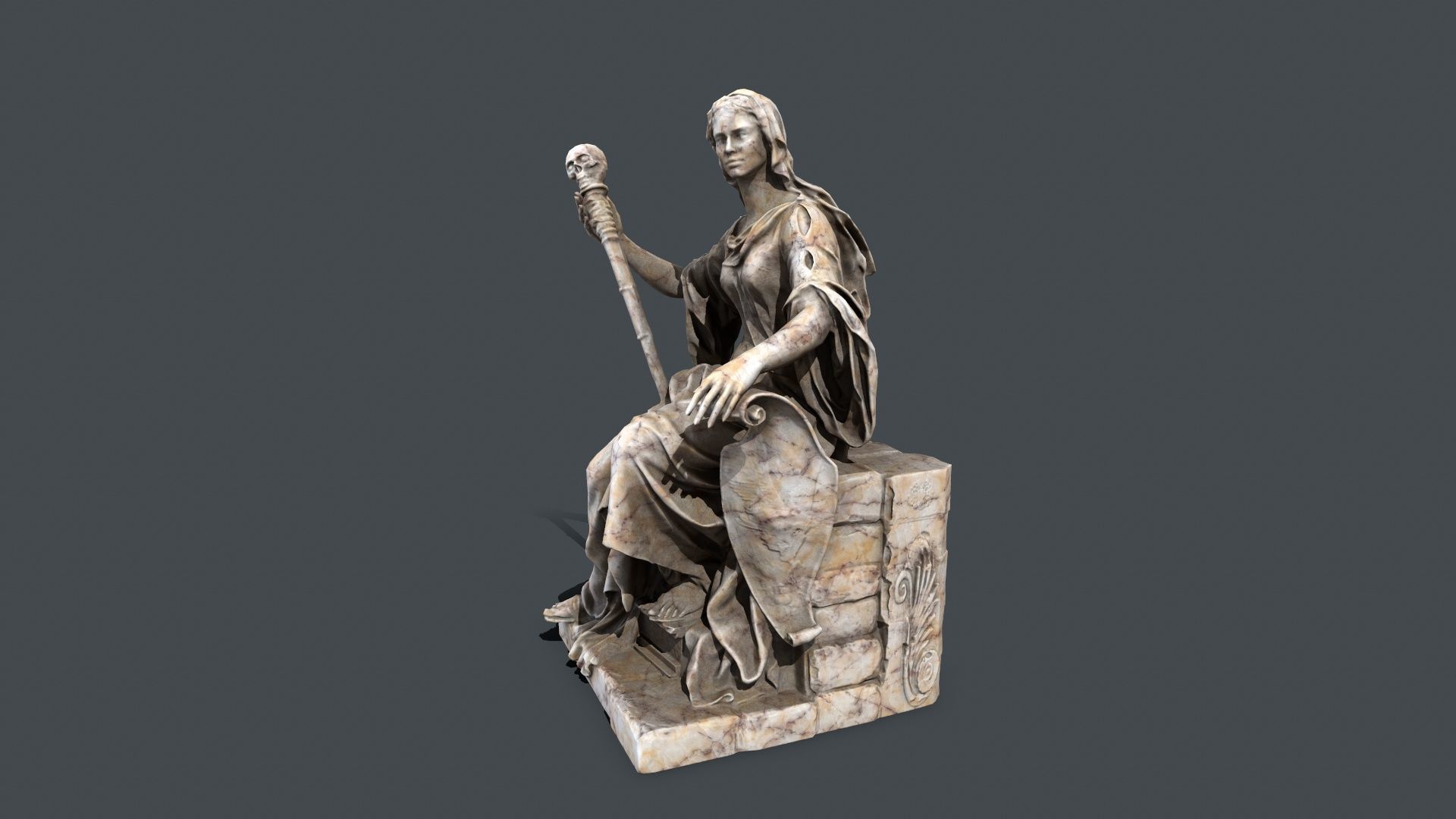 woman Statue Low-poly 3D model_3