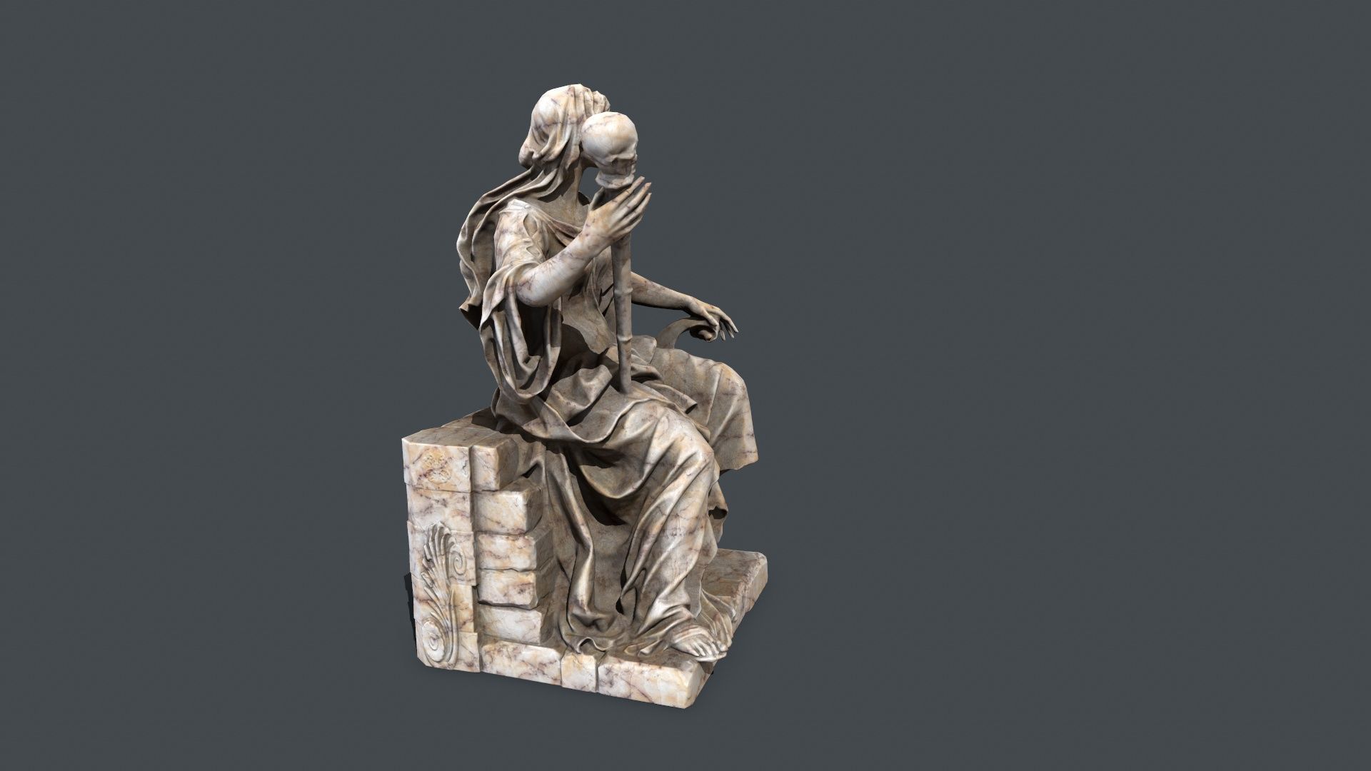 woman Statue Low-poly 3D model_9