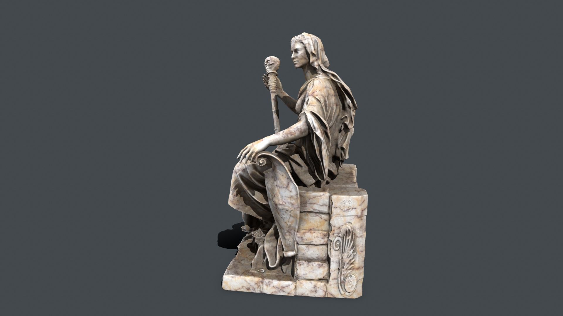 woman Statue Low-poly 3D model_4