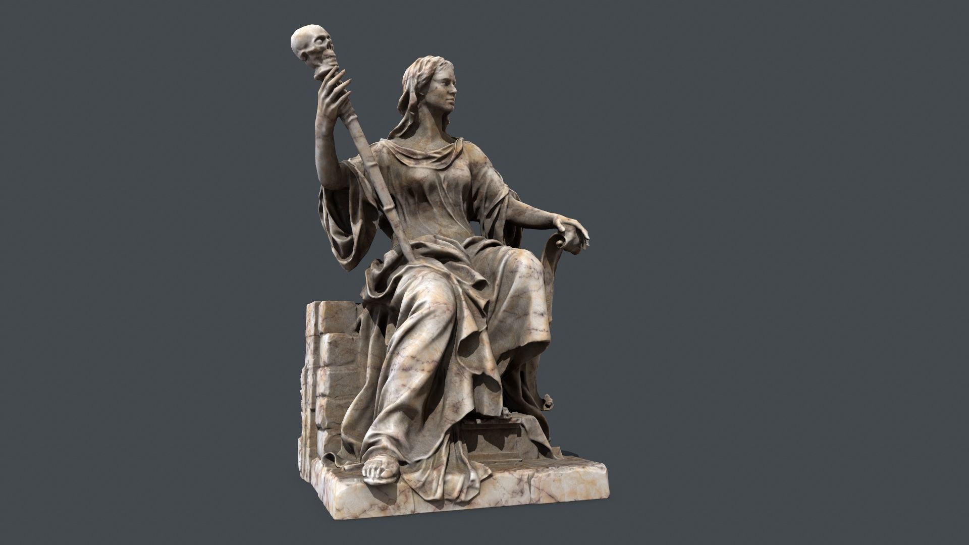 woman Statue Low-poly 3D model_1
