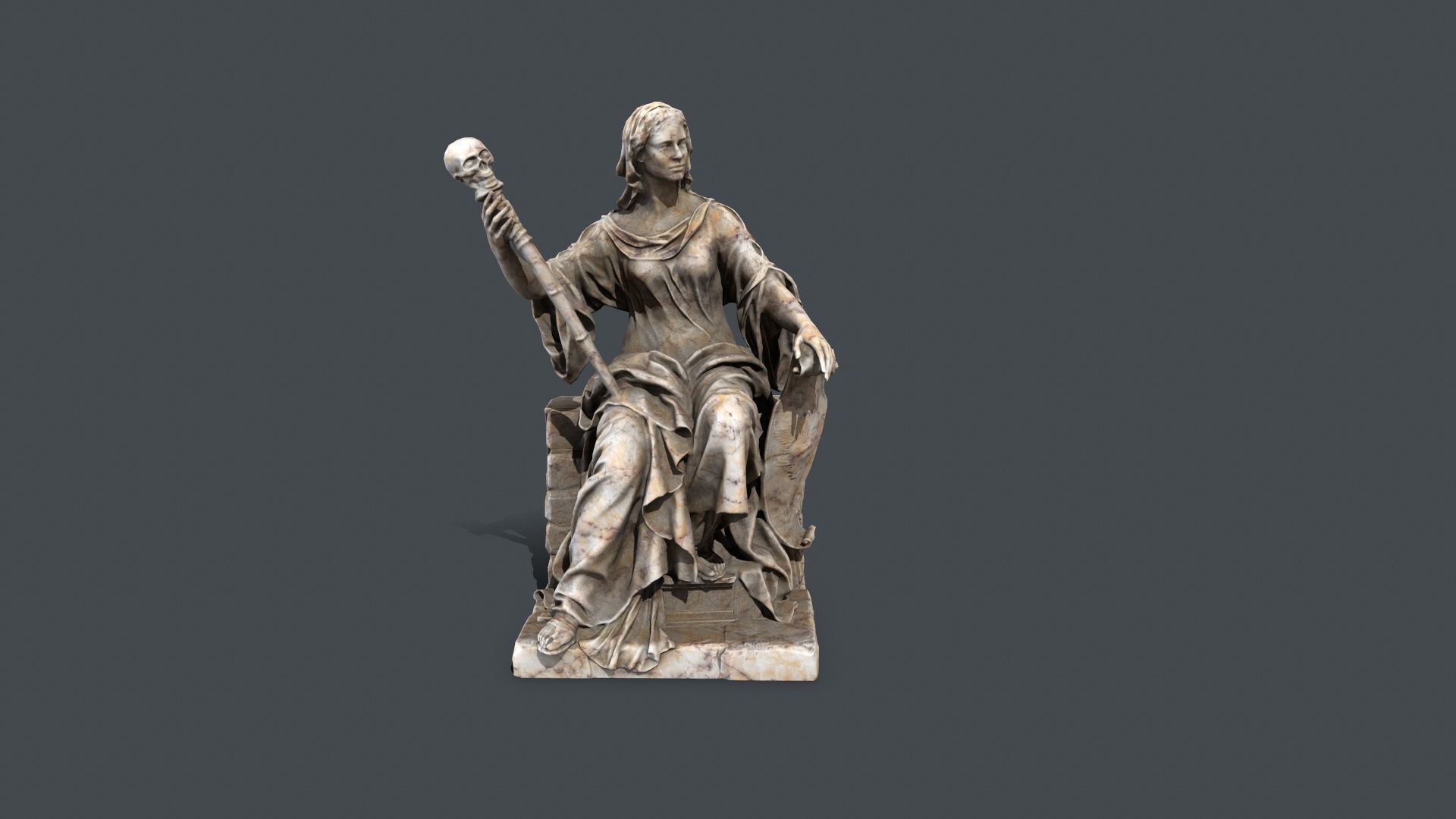 woman Statue Low-poly 3D model_11