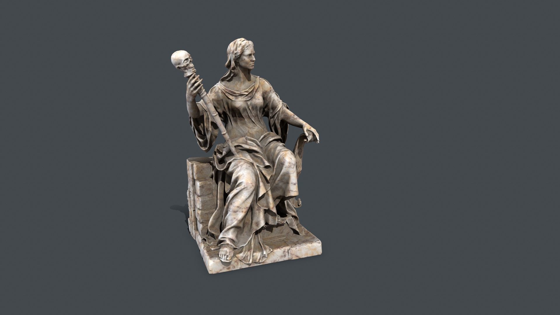 woman Statue Low-poly 3D model_10