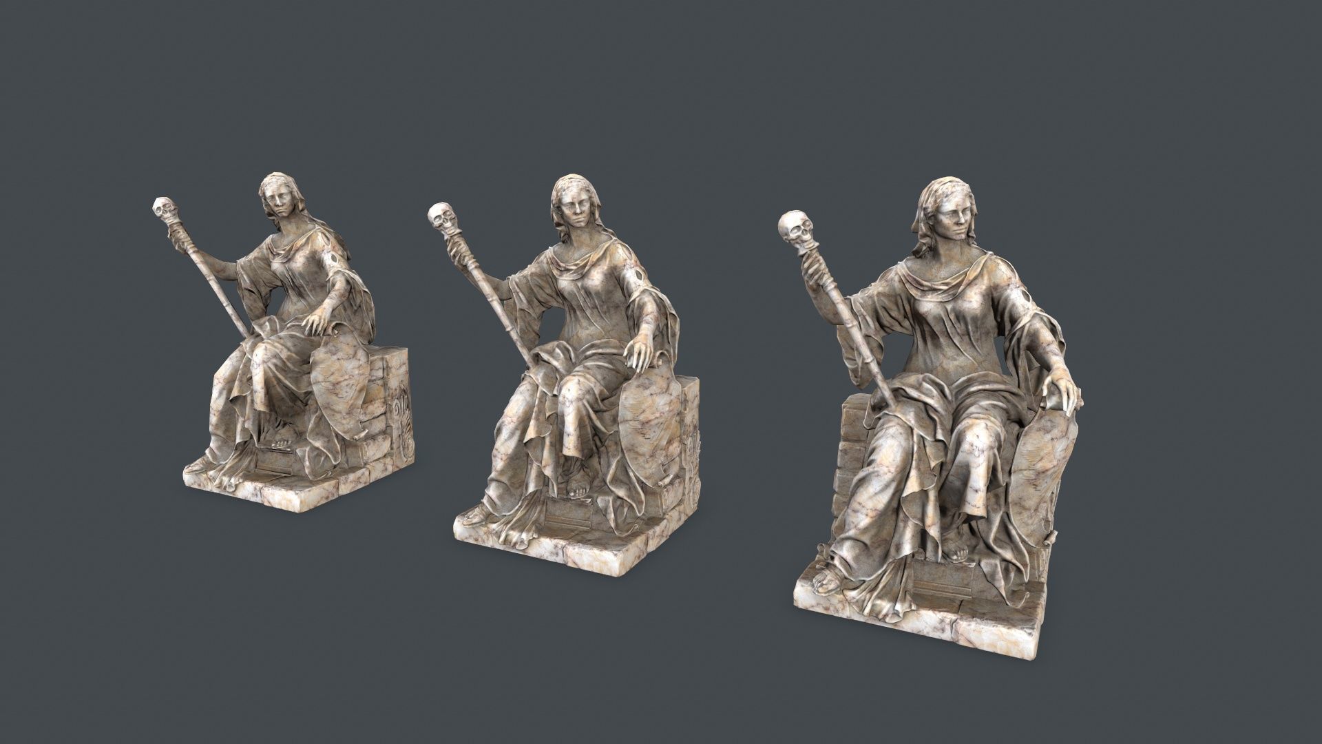 woman Statue Low-poly 3D model_12