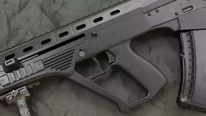 Assault bullpup rifle Vulcan M Malyuk Low-poly 3D model