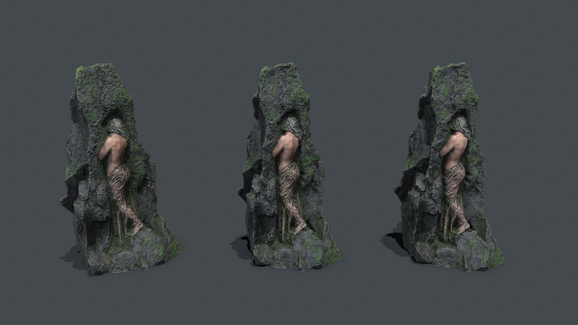 woman Statue Low-poly 3D model_14