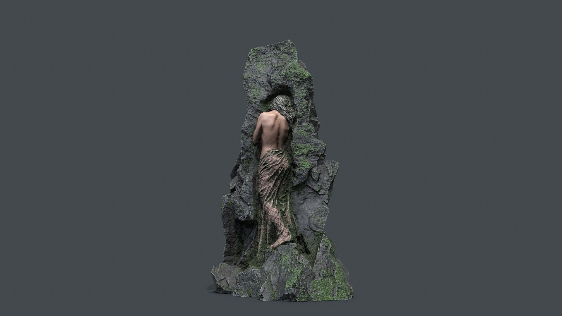 woman Statue Low-poly 3D model_4