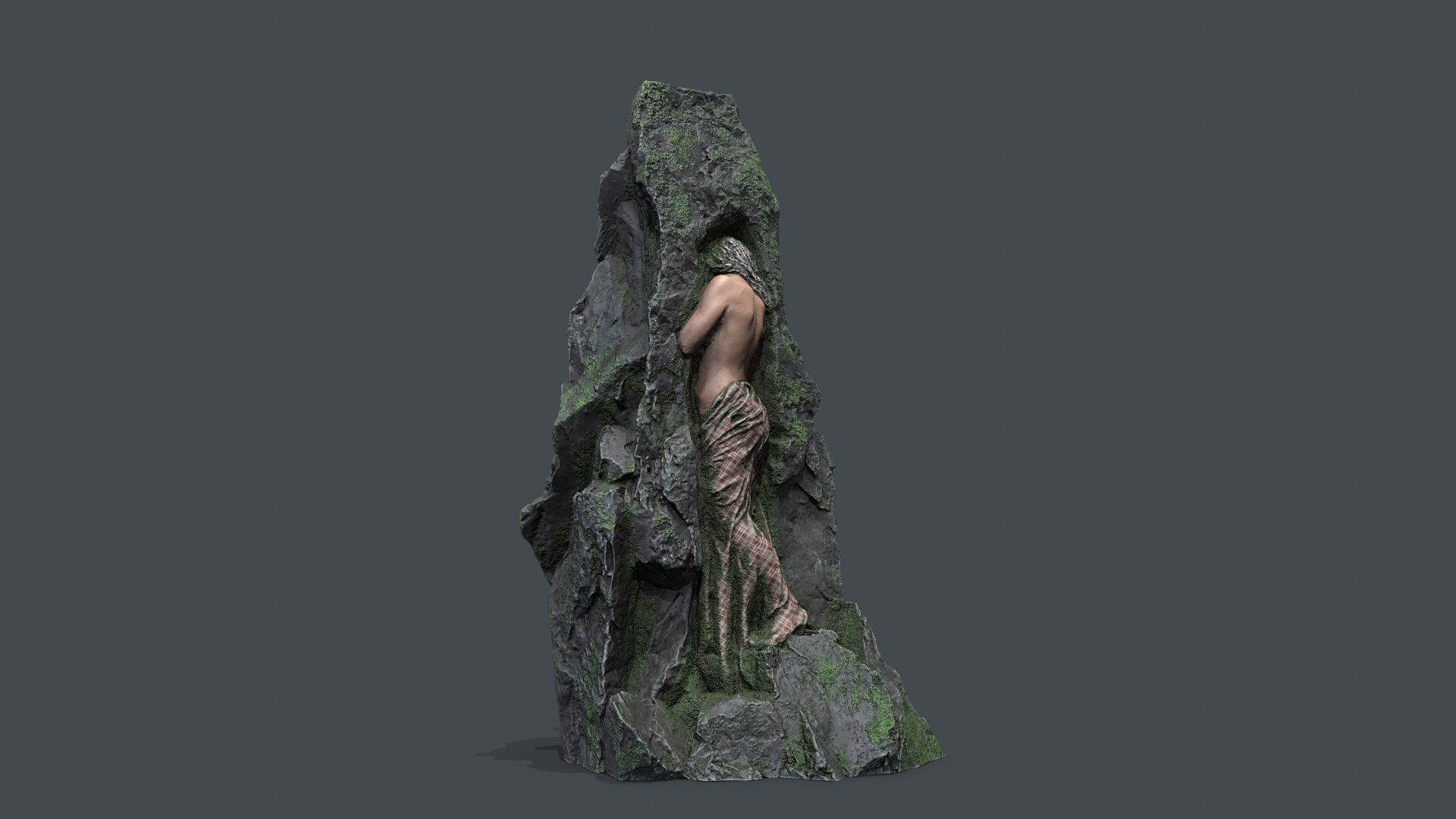 woman Statue Low-poly 3D model_1