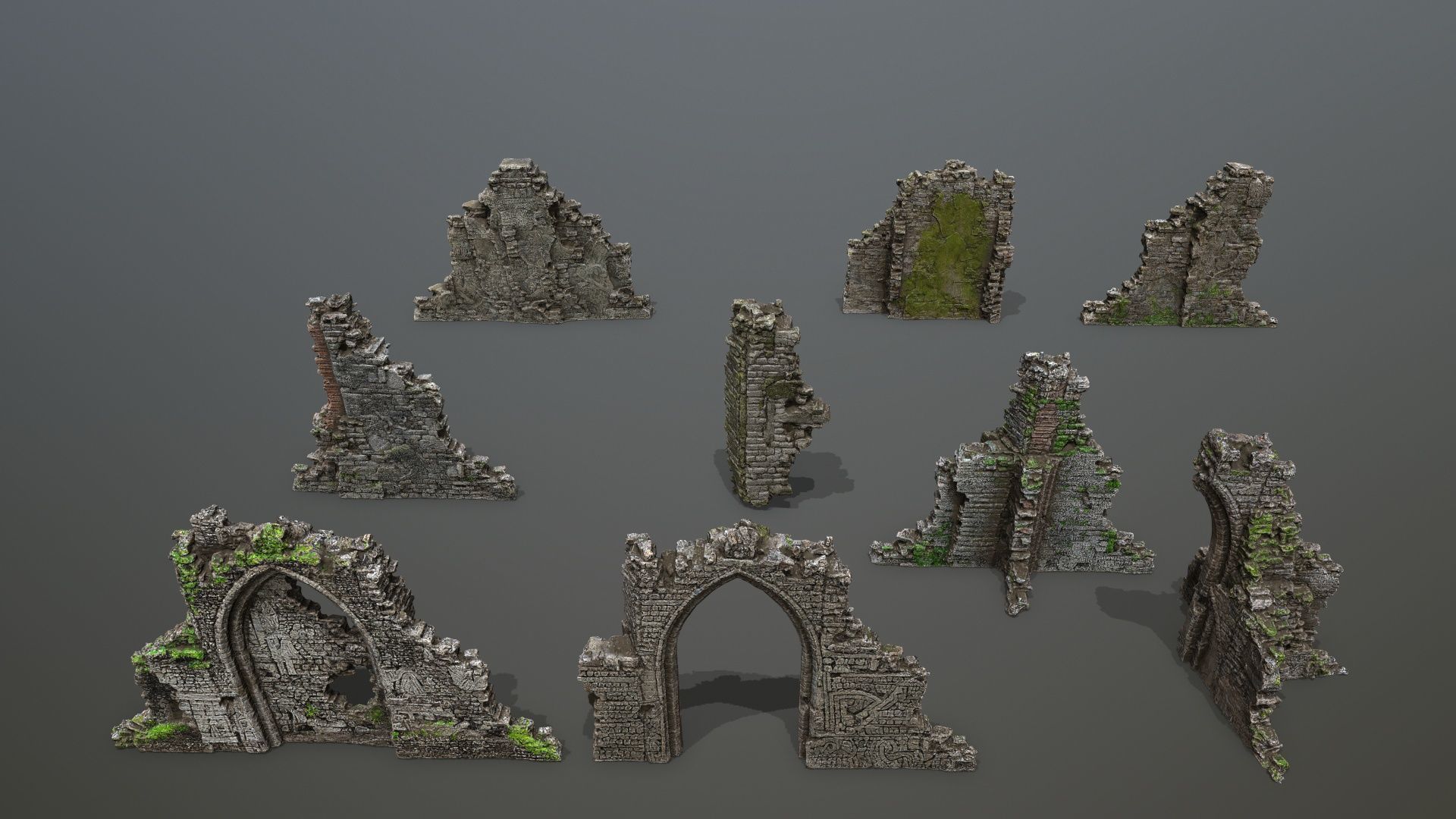 Ruin Gate Low-poly 3D model_1