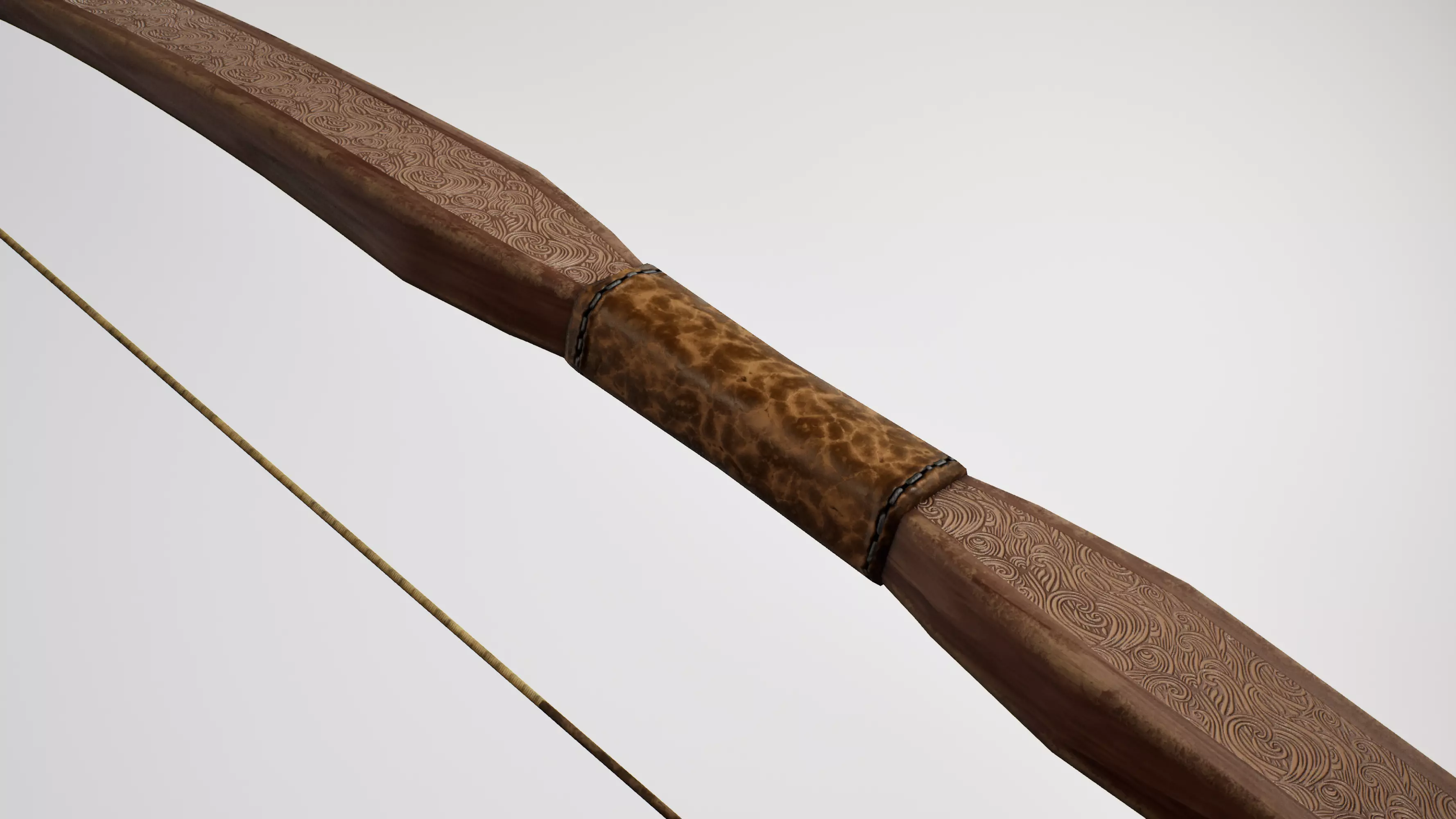 Medieval Ornate Longbow - 4K Game Ready Low-poly 3D model