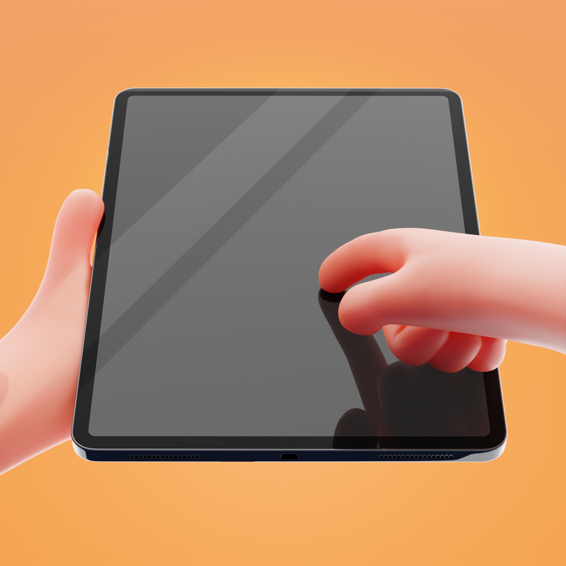 Simple Hand Holding Tab Potrait Angle Low-poly 3D model_2