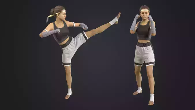 Muay Thai Boxer Rigged Low-poly 3D model