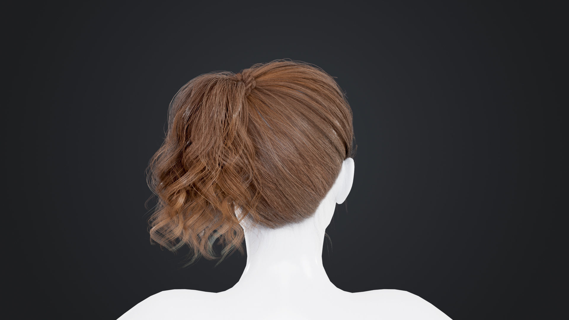 Realistic Female Hair Low-poly 3D model_3