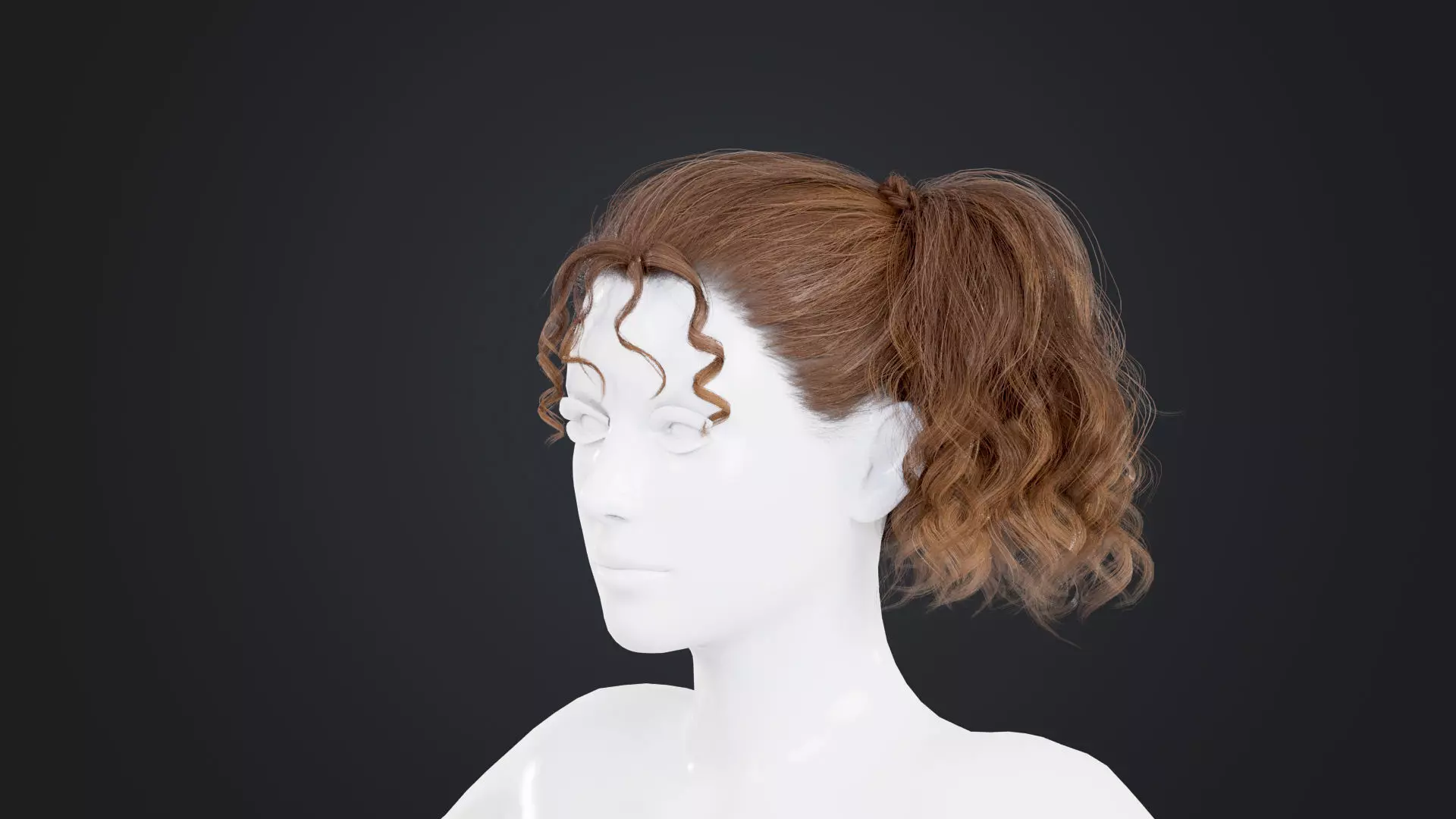 Realistic Female Hair Low-poly 3D model_0