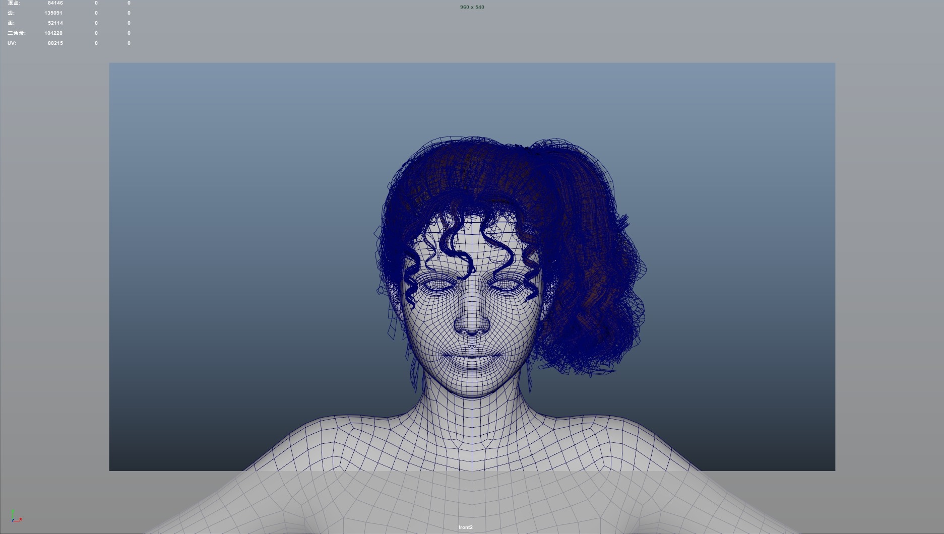 Realistic Female Hair Low-poly 3D model_8