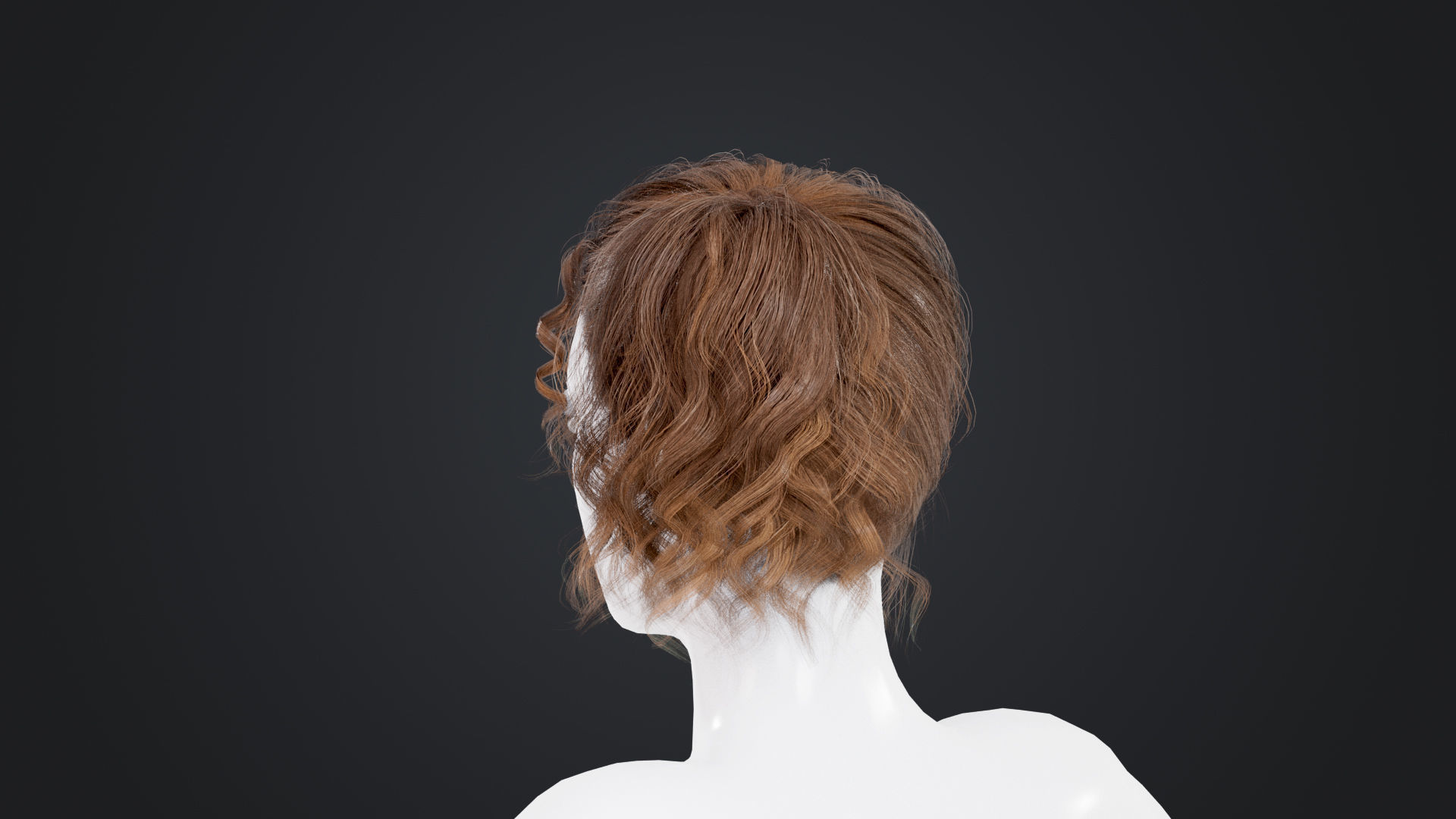 Realistic Female Hair Low-poly 3D model_2