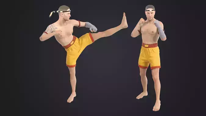 Muay Thai Boxer Rigged Low-poly 3D model