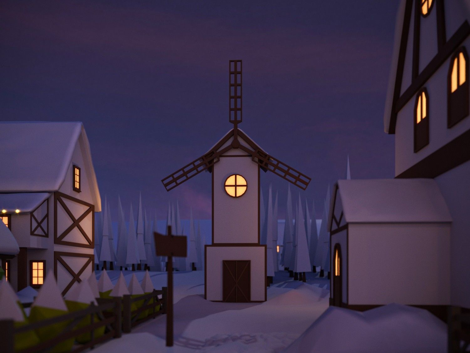 Christmas Town Low-poly 3D model_13