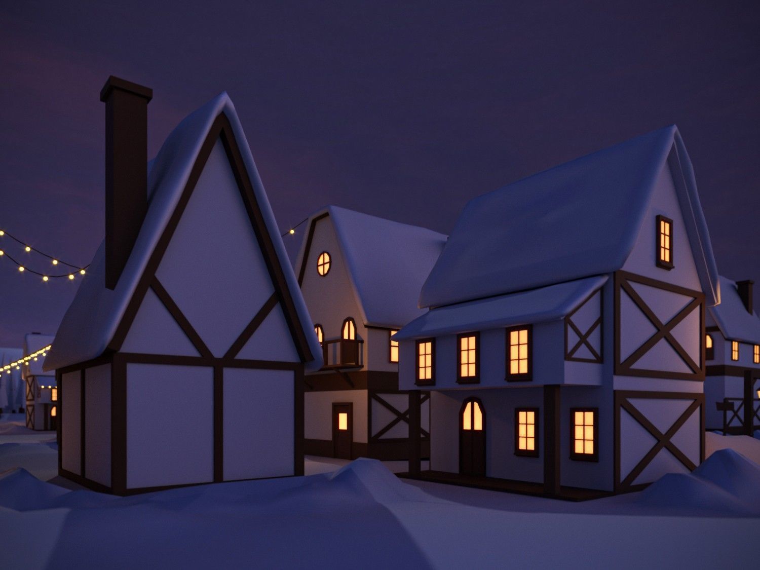 Christmas Town Low-poly 3D model_8