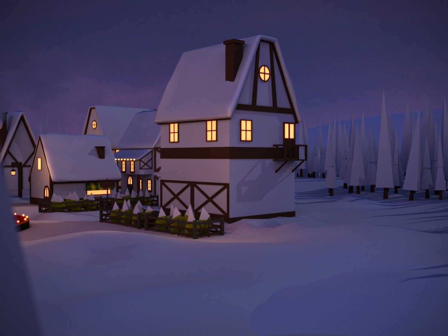 Christmas Town Low-poly 3D model_12