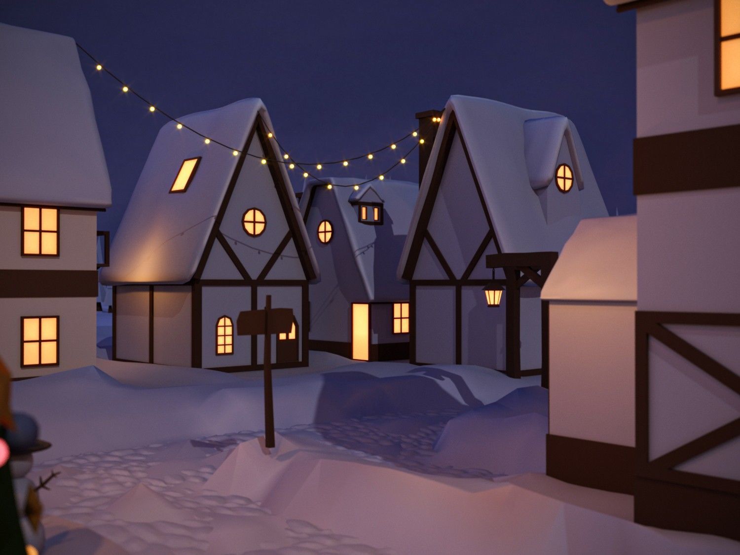 Christmas Town Low-poly 3D model_14
