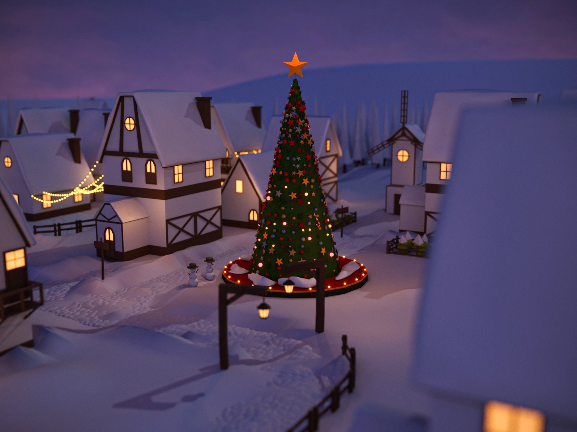 Christmas Town Low-poly 3D model_17