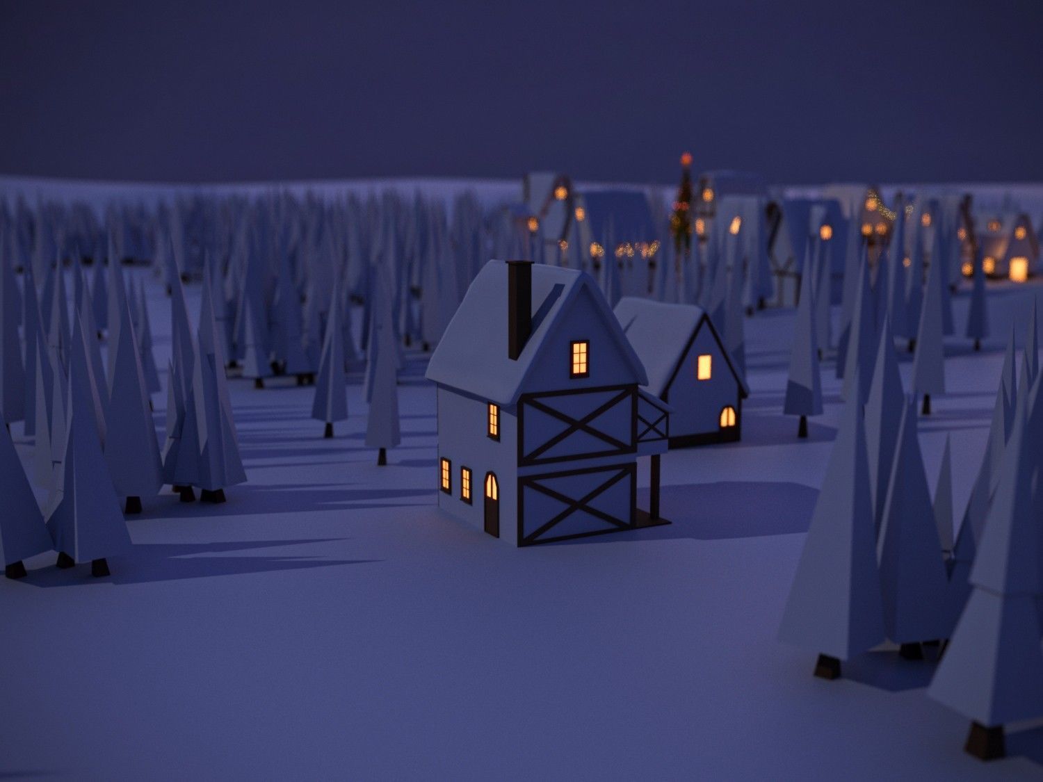 Christmas Town Low-poly 3D model_10