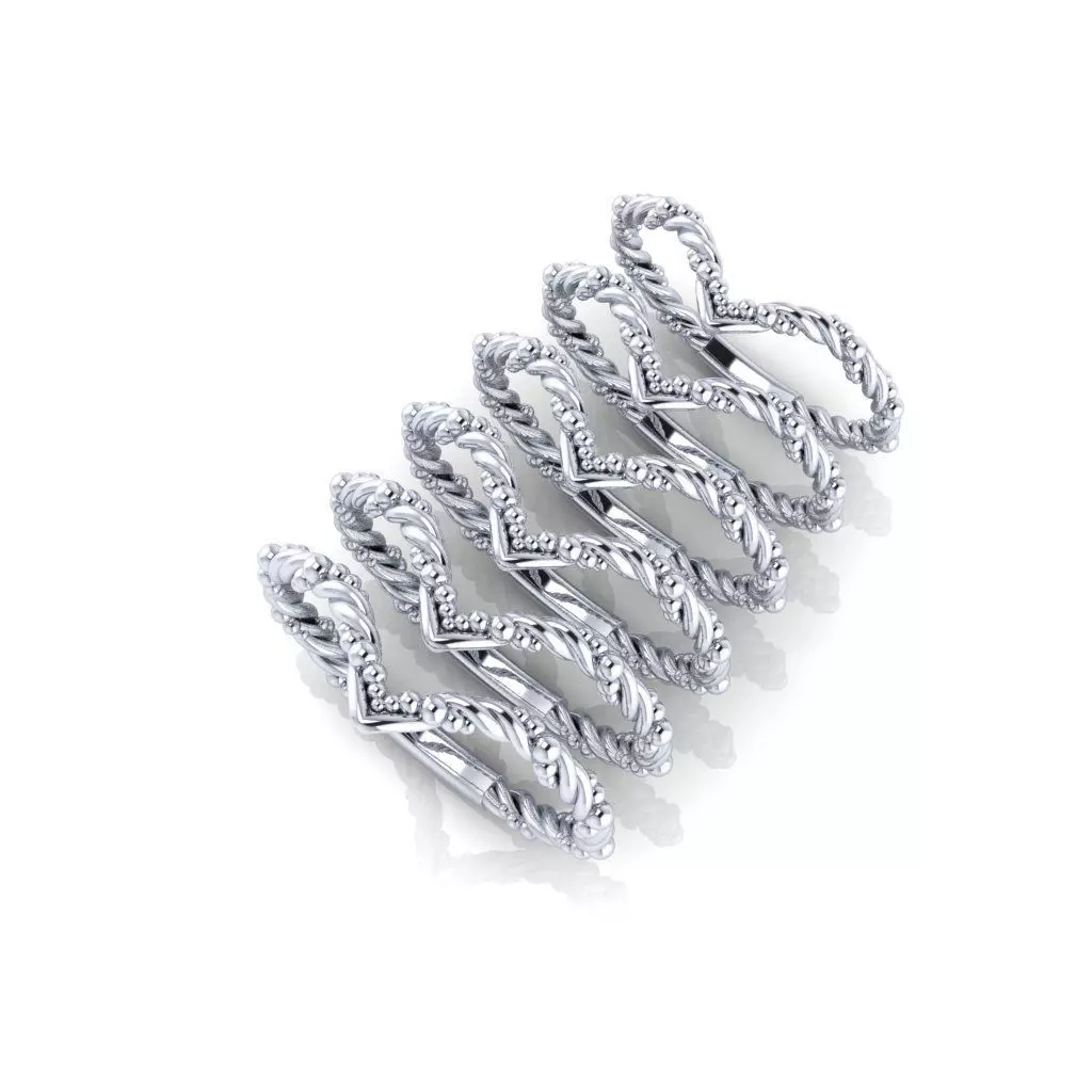 V shape twisted ring chevron all size 47 49 51 53 55 57 3D print model_0