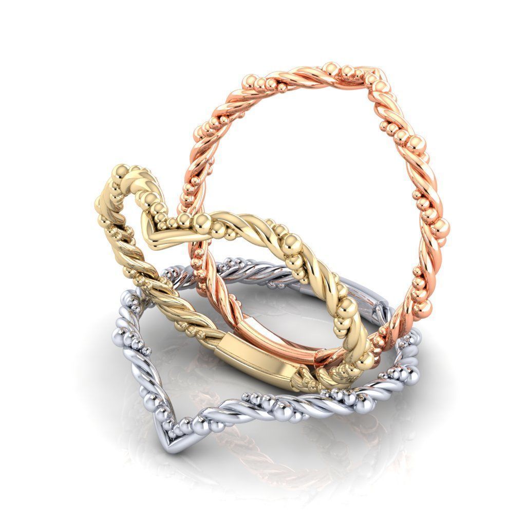 V shape twisted ring chevron all size 47 49 51 53 55 57 3D print model_6