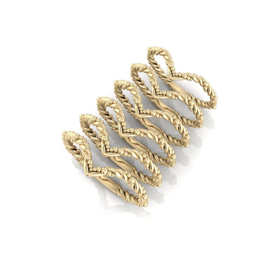 V shape twisted ring chevron all size 47 49 51 53 55 57 3D print model_3