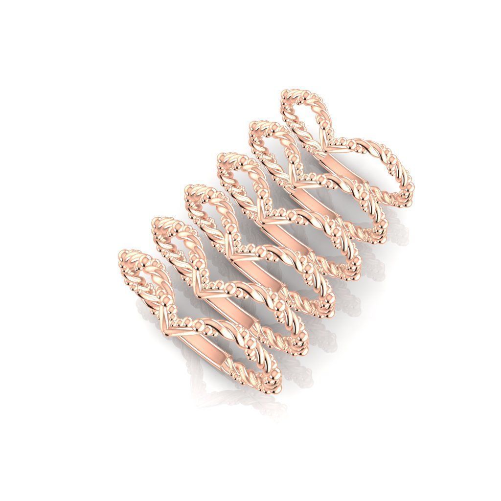 V shape twisted ring chevron all size 47 49 51 53 55 57 3D print model_2