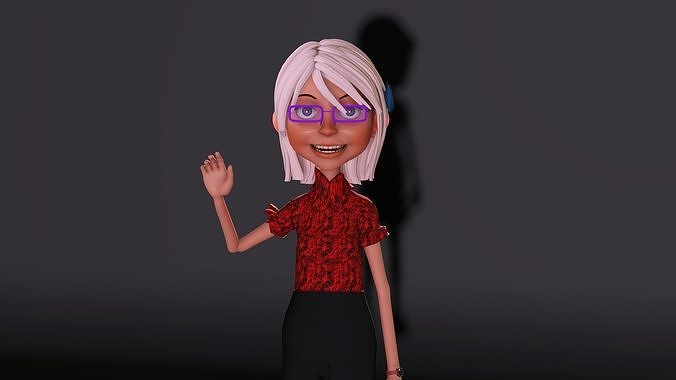 Cute small girl with glasses 3D model