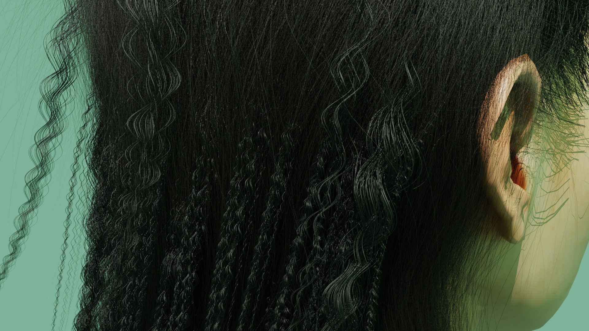 Female Hair Model Low-poly 3D model_6