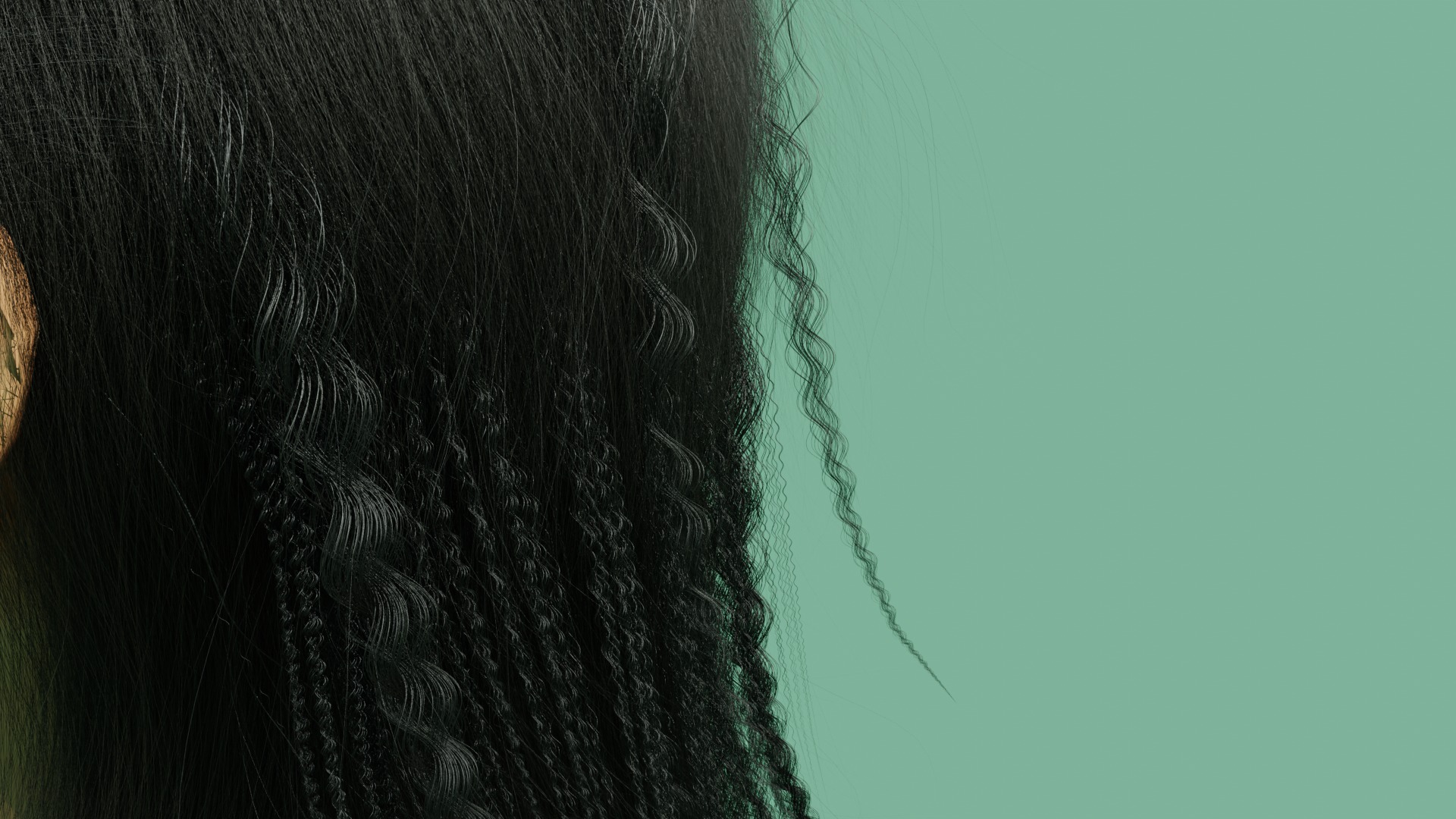 Female Hair Model Low-poly 3D model_2