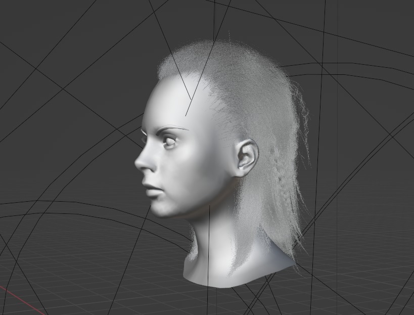 Female Hair Model Low-poly 3D model_7