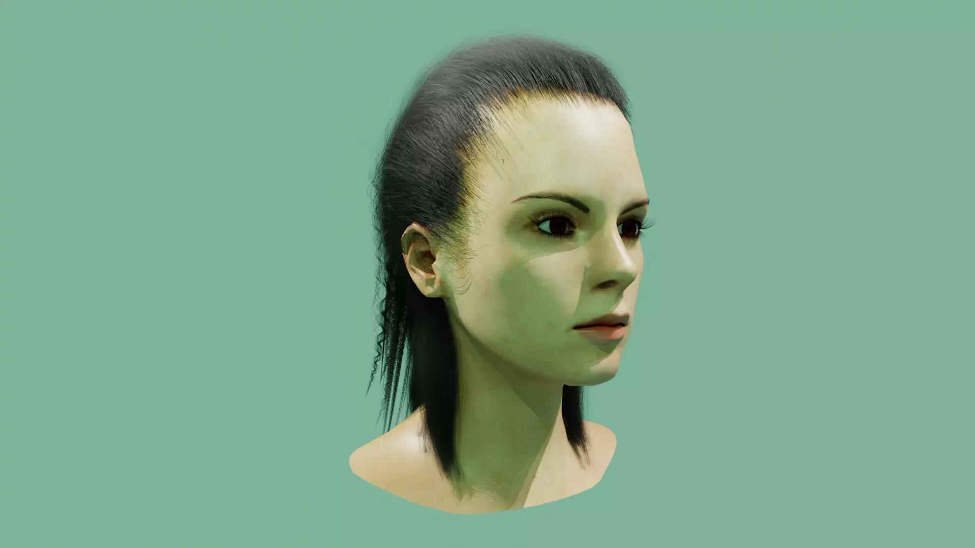 Female Hair Model Low-poly 3D model_0