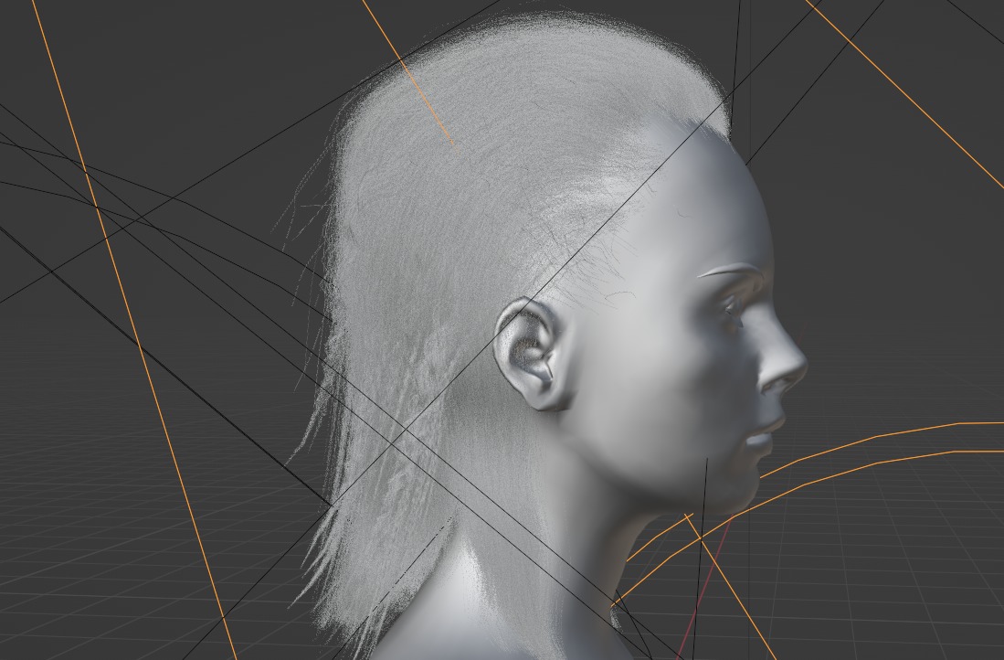 Female Hair Model Low-poly 3D model_8