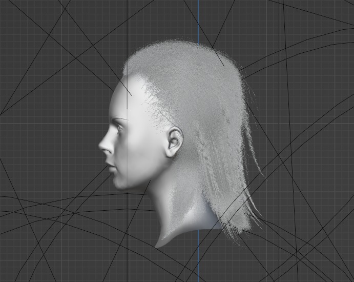 Female Hair Model Low-poly 3D model_3