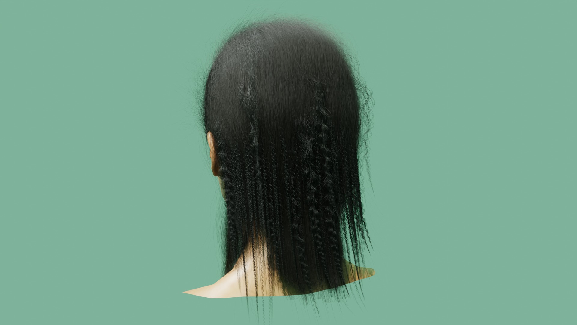 Female Hair Model Low-poly 3D model_4