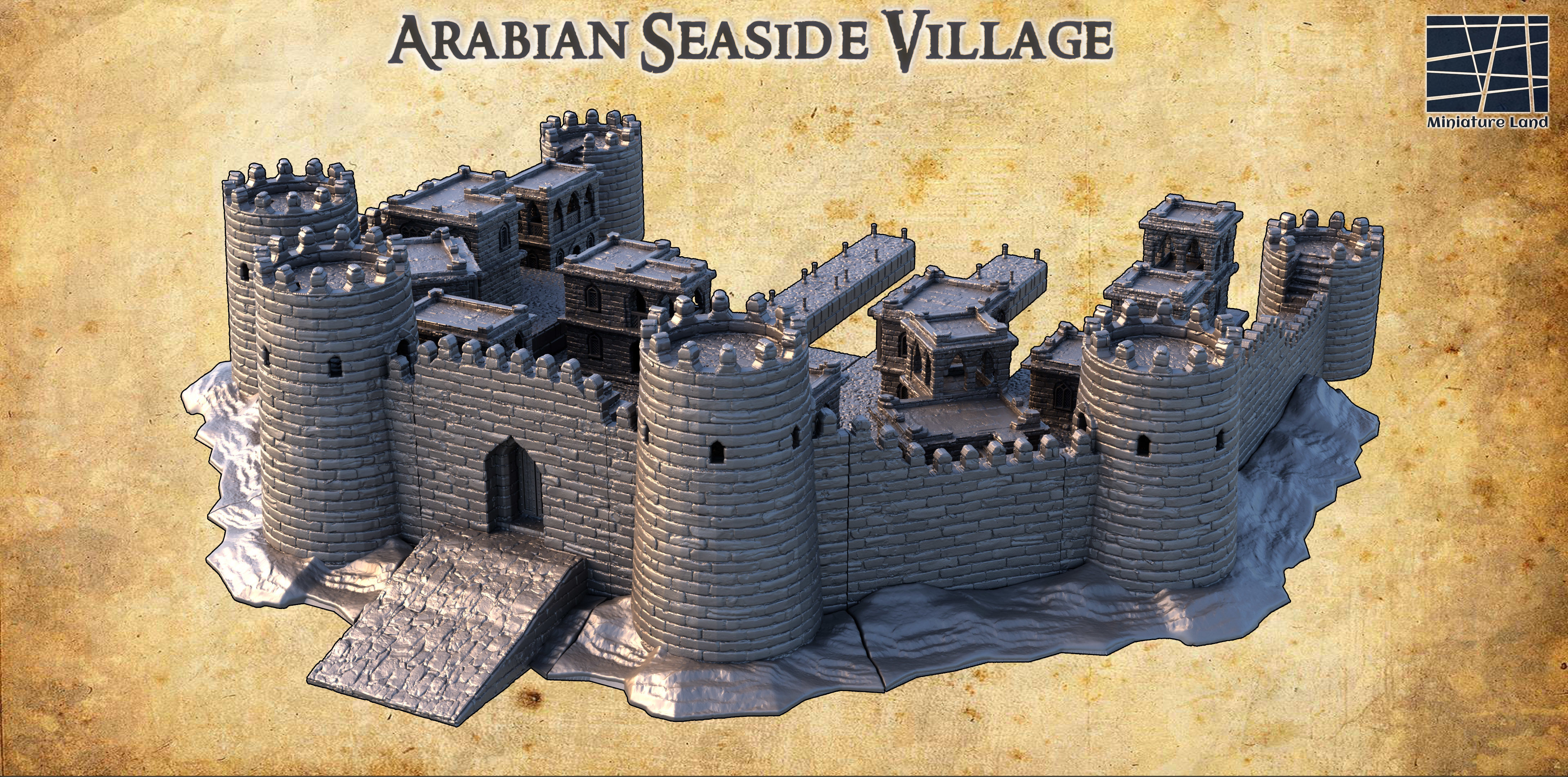Arabian Seaside Village Tabletop Terrain 28 MM 3D print model_1