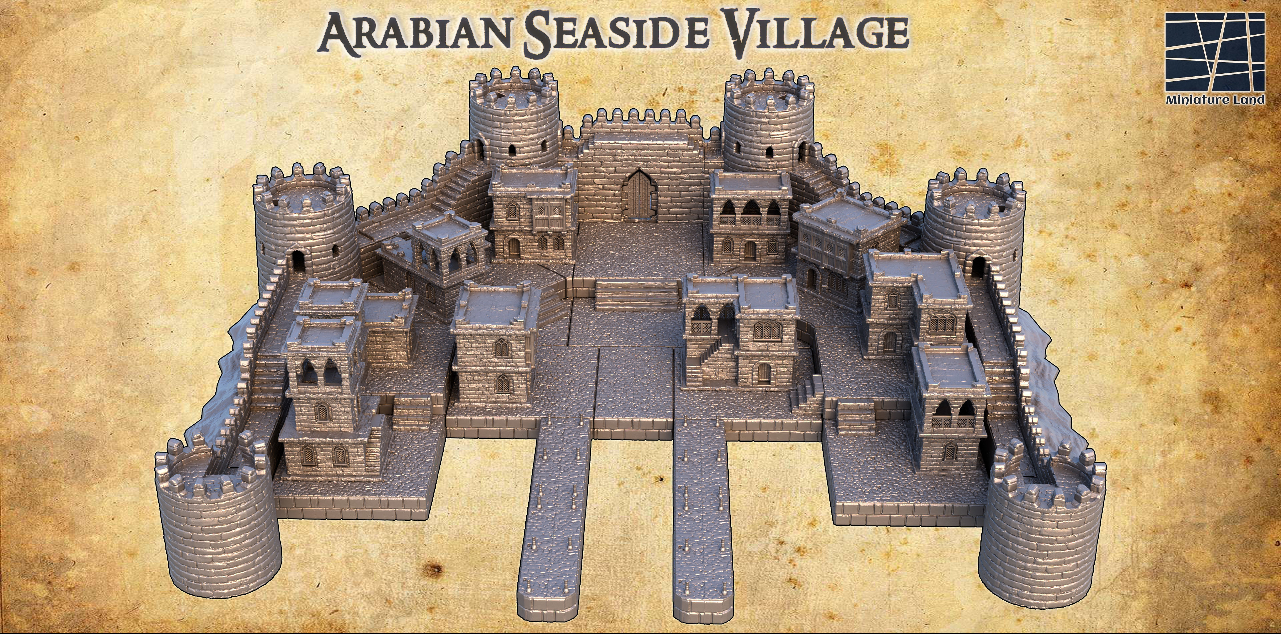 Arabian Seaside Village Tabletop Terrain 28 MM 3D print model_2